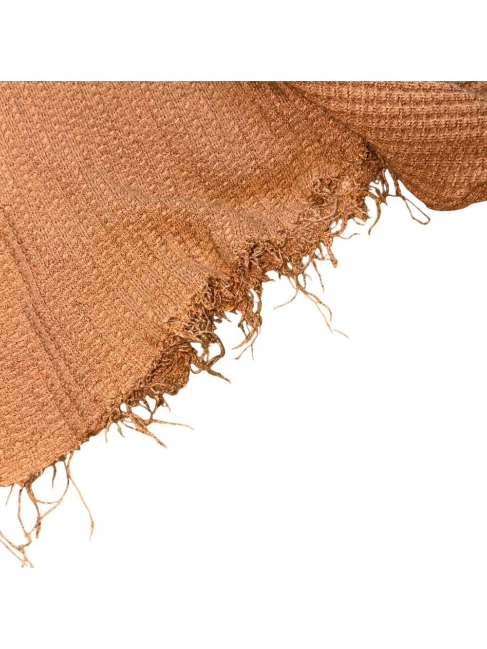 By Together Waflle Knit Raw Bottom Cropped Shirt-Brown-M/L-GUC - Picture 4 of 6